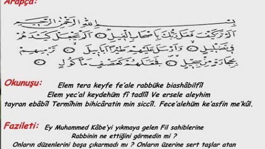 Fil Suresi Meali Okunuşu ve Anlamı